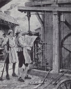 James Watt trabajando en la máquina de vapor
