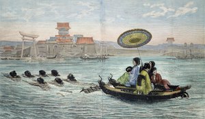 La barca japonesa (litografía coloreada) de Paul (after) Lenoir