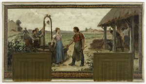 Boceto para el ayuntamiento de Saint-Maur-des-Fossés: Les fiançailles, en 1883 (óleo sobre lienzo) de Paul Albert Baudouin