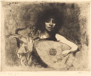 La jugadora de laúd de Paul Albert Besnard