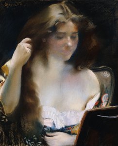 Joven mujer en su tocador de Paul Albert Besnard