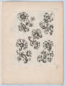 Serie de Pequeños Motivos Florales, Placa 3, ca. 1670-85 de Paul Androuet Du Cerceau