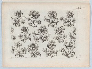 Serie de Pequeños Motivos Florales, Placa 6, ca. 1670-85 de Paul Androuet Du Cerceau