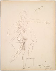 Estudio de Apolo para Marsyas (anverso); Cara de perfil (verso) de Paul Baudry