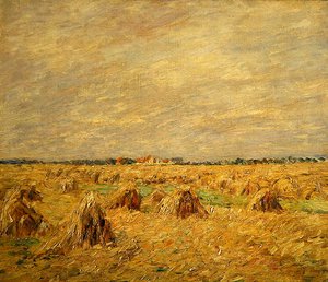 Campos cosechados en un paisaje plano de Paul Baum