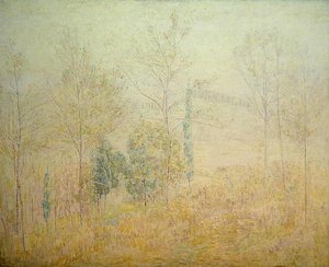 Paisaje toscano a principios de primavera con álamos verdes de Paul Baum