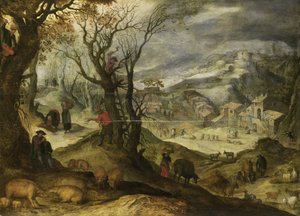 Paisaje de invierno de Paul Bril (copy after)