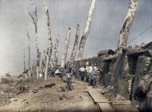 La línea francesa en Het Sas en un área devastada por el fuego de artillería, Bélgica, 10 de septiembre de 1917 (autocromo) de Paul Castelnau