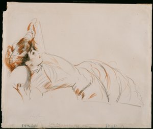 Una dama elegante reclinada de Paul Cesar Helleu