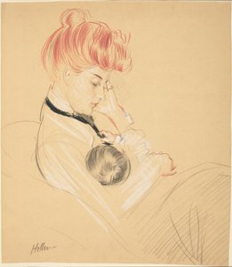 Madame Helleu acunando a Paulette en sus brazos de Paul Cesar Helleu