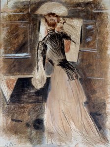 Retrato de cuerpo entero de Madeleine Carlier. Paul Helleu (1859-1927), siglo XX. Bayona, Museo Bonnat de Paul Cesar Helleu