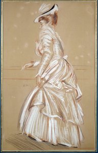 Retrato de una mujer de blanco. Dibujo de Paul Helleu (1859 - 1927), siglo XX. Bayona, Museo Bonnat de Paul Cesar Helleu