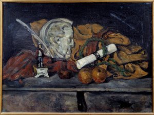 Accesorios de Cézanne. Naturaleza muerta con medallón por Philippe Solari París, museo de Orsay de Paul Cézanne