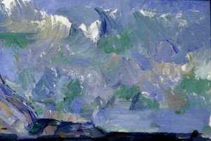 Detalle del cielo en La montaña Sainte Victoire de Paul Cézanne