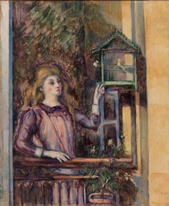 Chica con jaula de pájaros de Paul Cézanne