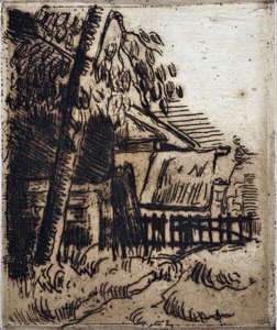 Casa en Auvers sur Oise (Auvers-sur-Oise). Grabado de Paul Cezanne (1839-1906). Grabado. Dimensiones: 13,4x11,1cm. Museo Granet, Aix En Provence. de Paul Cézanne