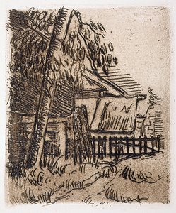 Paisaje de Auvers, entrada de la granja por la calle St. Remy (aguafuerte) de Paul Cézanne