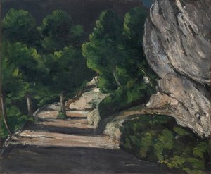Paisaje, carretera con árboles en las Montañas Rocosas, c.1870-71 (óleo sobre lienzo) de Paul Cézanne