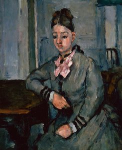 Madame Cézanne apoyada en una mesa, c.1873 de Paul Cézanne