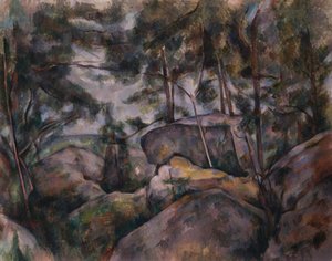 Rocas en el bosque de Paul Cézanne
