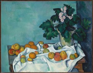 Bodegón con manzanas y una maceta de prímulas de Paul Cézanne