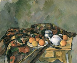 Naturaleza muerta con tetera (óleo sobre lienzo) de Paul Cézanne