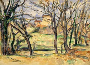 Árboles y casas cerca del Jas de Bouffan de Paul Cézanne