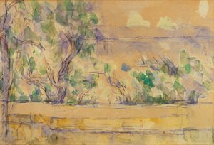 Vista Tomada en el estudio de Lauves (acuarela sobre lápiz sobre papel) de Paul Cézanne