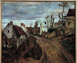 Un camino de pueblo a Auvers-sur-Oise (Auvers sur Oise) de Paul Cézanne