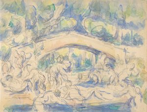 Bañistas bajo un puente (recto), 1900-06 de Paul Cézanne