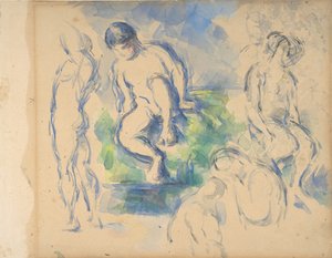 Bañistas recto, Naturaleza muerta verso, ca. 1890 recto - 1900 verso de Paul Cézanne