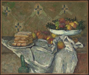 Compotier y plato de galletas, c.1877 (óleo sobre lienzo) de Paul Cézanne