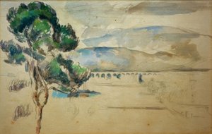 El valle del Arc con viaducto y un pino
