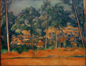 Pueblo detrás de árboles de Paul Cézanne