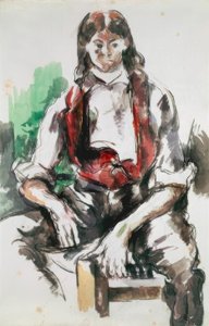 El chico del chaleco rojo de Paul Cézanne