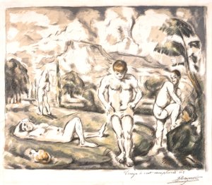 Los bañistas (gran plancha) de Paul Cézanne