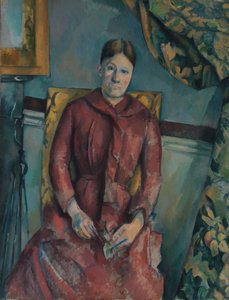 Madame Cézanne Hortense Fiquet en un vestido rojo de Paul Cézanne