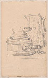 Jarra de leche y estufa de alcohol de Paul Cézanne