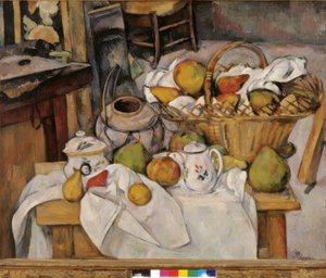 Naturaleza muerta con cesta o La mesa de cocina de Paul Cézanne