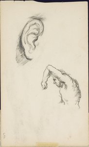 Estudios después de Luca Signorelli: una oreja y una figura de un hombre, c.1877-80 de Paul Cézanne