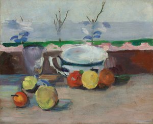 Copa, vaso y fruta, III, c.1877 (óleo sobre lienzo) de Paul Cézanne