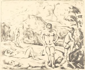 Los bañistas, gran placa, 1896-1897 de Paul Cézanne