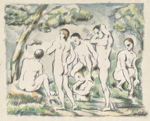Los bañistas, plato pequeño de Paul Cézanne
