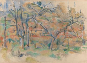 Árboles y casas, Provenza, c.1885 de Paul Cézanne