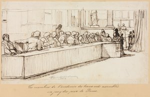 Los miembros de la Academia de Bellas Artes reunidos para juzgar el Premio de Roma, 1841 o 1842 de Paul Delaroche