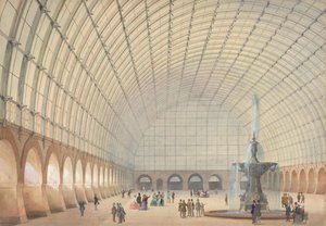 Diseño para un salón de ejercicios y exposiciones industriales en Viena, vista interior perspectival, 1853 de Paul Eduard Sprenger
