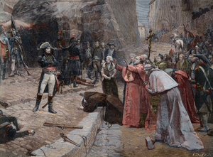 El Asedio de Pavía del cuadro de Boutigny - Primera coalición: revuelta de la población de Pavía (Italia) contra las tropas francesas de Napoleón el 23 y 24 de abril de 1796 durante la primera campaña italiana (1796-1797) después del cuadro de Paul-Emile B