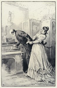 Ilustración para Anna Karenina: Karenina toma posesión de las cartas de su esposa de Paul Frenzeny