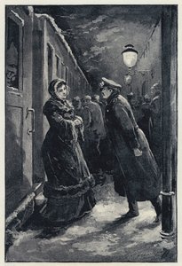 Ilustración de Anna Karenina: Vronsky encuentra a Anna en la estación de Paul Frenzeny