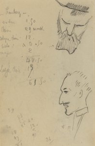 Un hombre barbudo y un hombre de perfil [verso] de Paul Gauguin